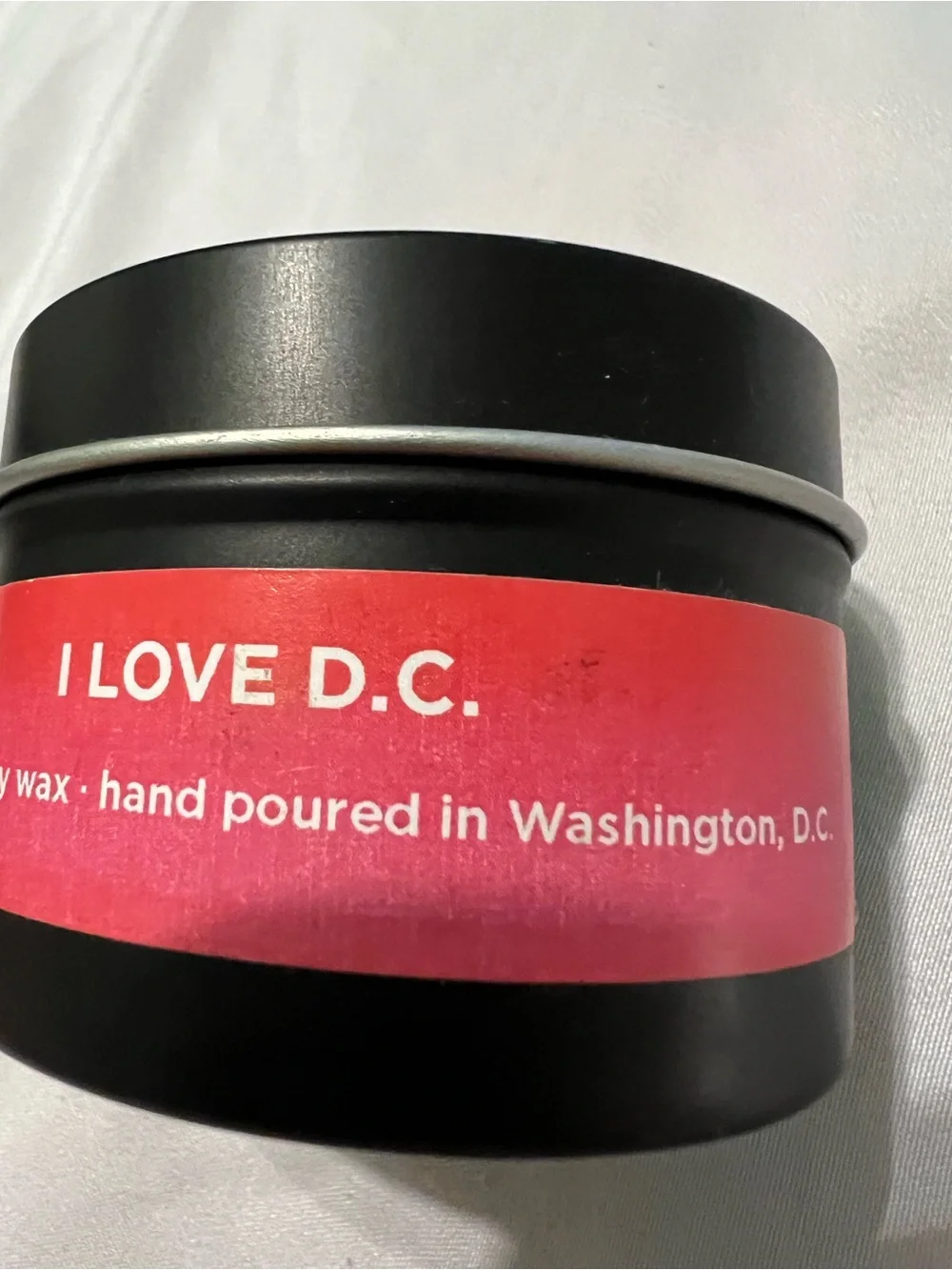 I LOVE D.C. Red Soy Candle in Black Tin
